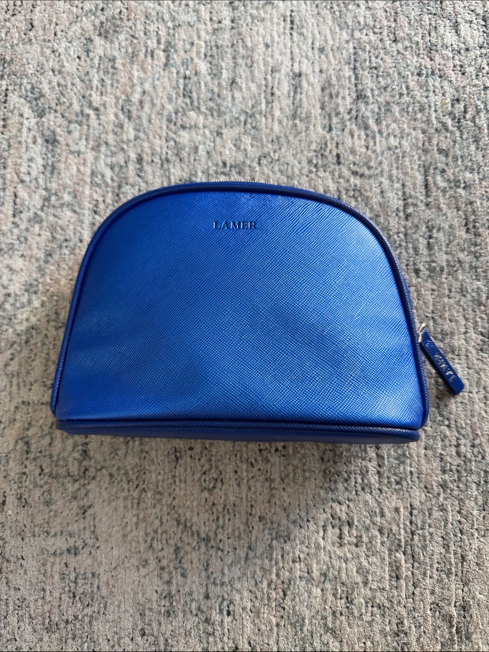 La Mer Shiny Cobalt Blue Makeup Bag